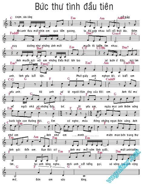 Sheet nhạc Bức Thư Tình Đầu Tiên